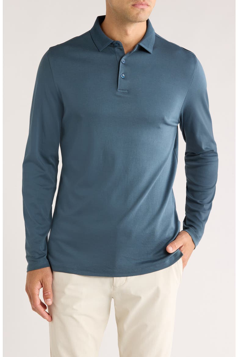 Georgia Long Sleeve Pima Cotton Polo, Main, color, ORION BLUE