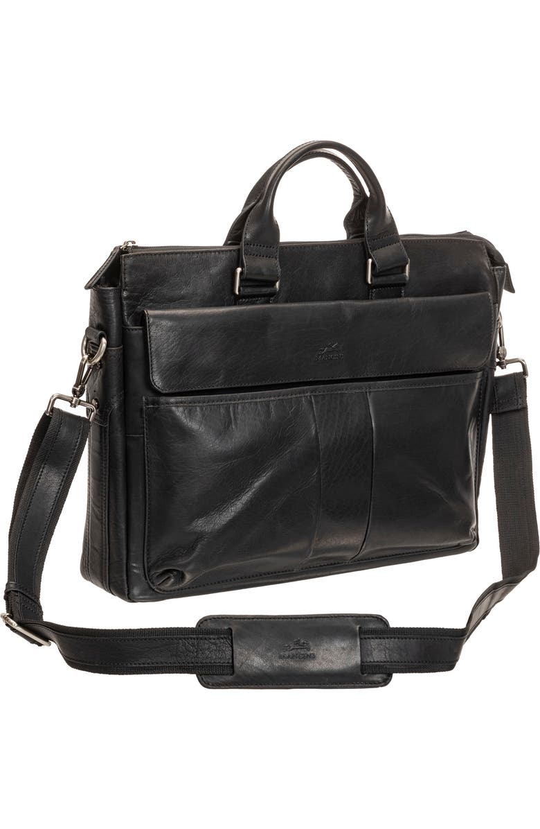 Mancini Leather Briefcase, Main, color, Black