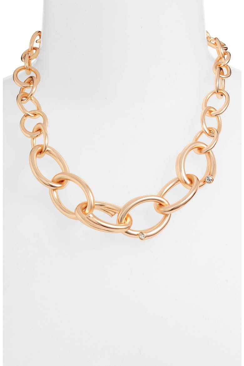 Walker Chain Link Necklace, Alternate, color, RS GLD/SWAROVKSI CRYST/WHT CZ