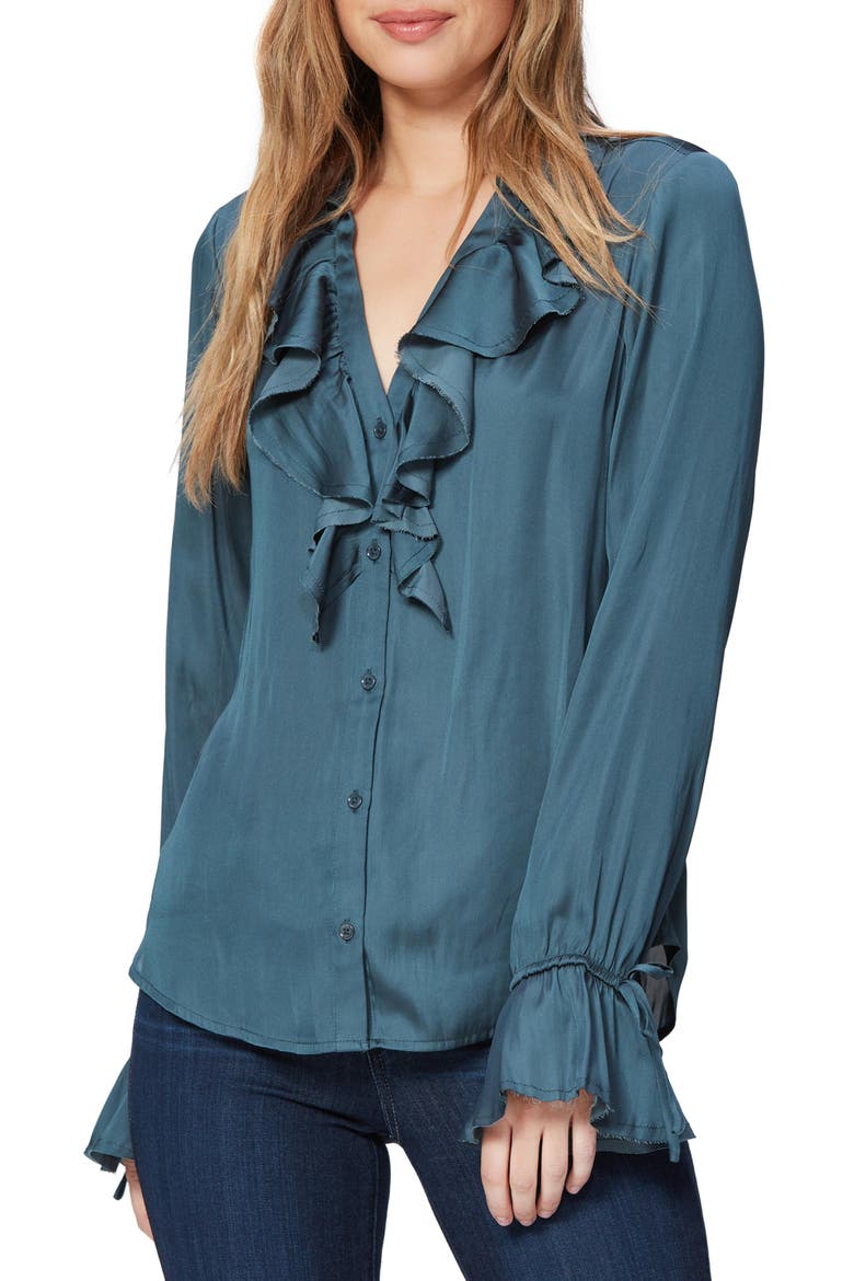 Nevynne Ruffle Blouse (Nordstrom Exclusive Color), Main, color, MIDNIGHT SLATE