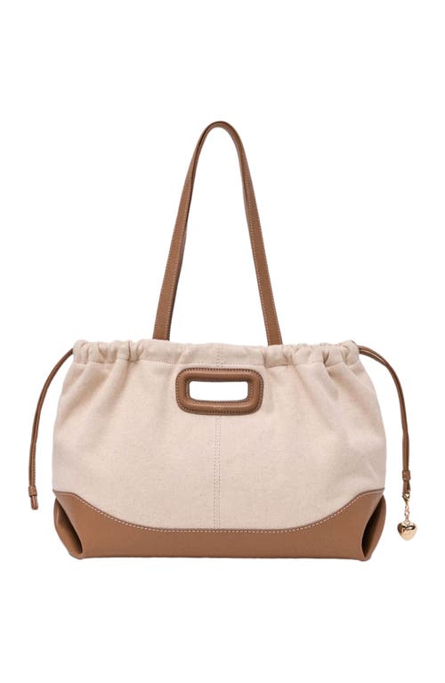 maje Milpli canvas and leather tote bag in Moka/white at Nordstrom, Size Medium