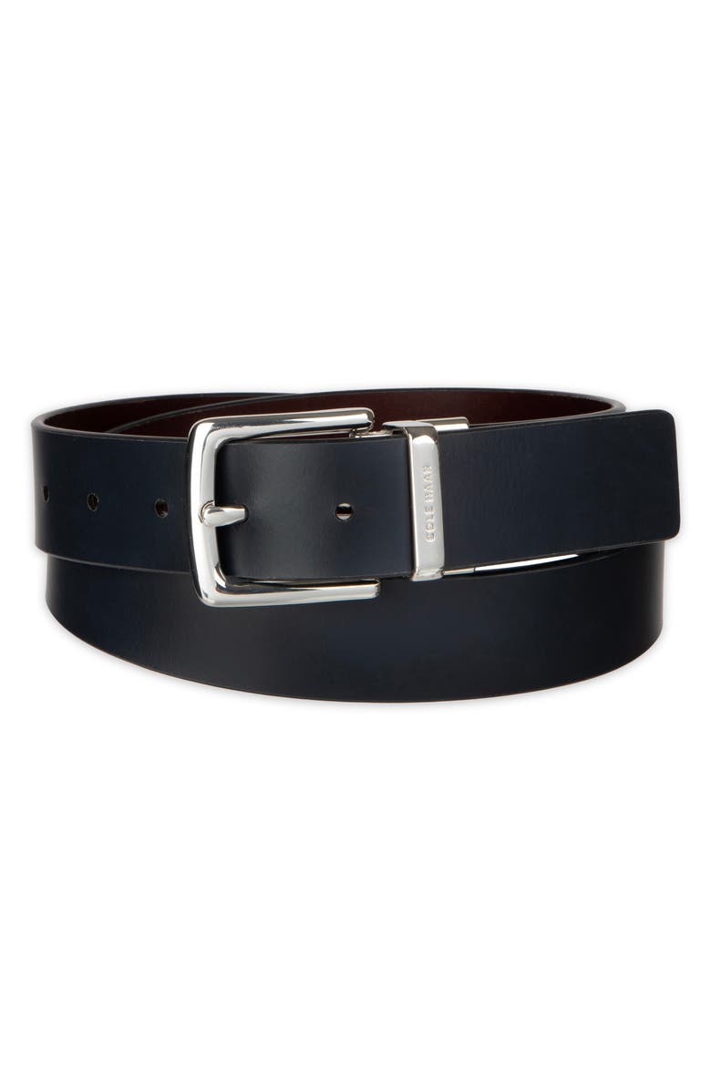 Cole Haan 35mm Reversible Leather Belt, Alternate, color, Chocolate / Navy