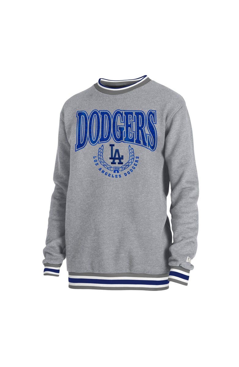 New Era Men's New Era  Heather Gray Los Angeles Dodgers Throwback Classic Pullover Sweatshirt, Alternate, color, 