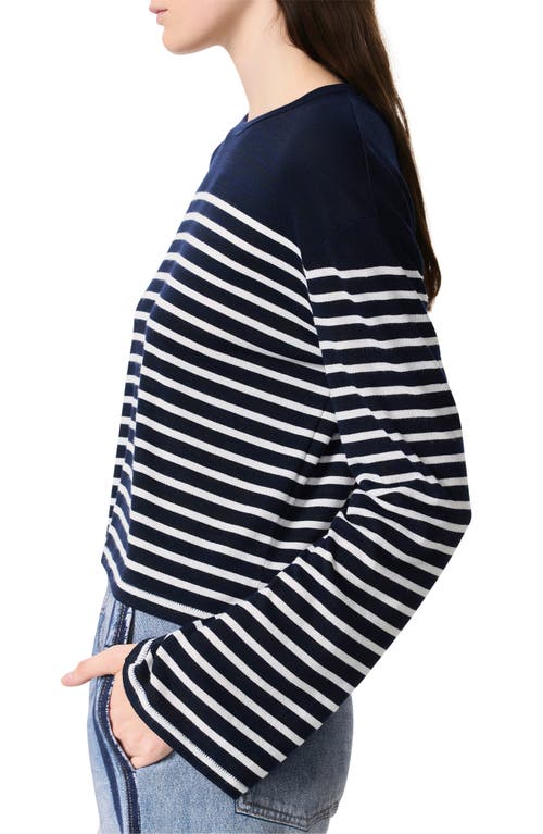 Rag & Bone The Knit Stripe Boxy Long-sleeve Tee In Navy Ivory