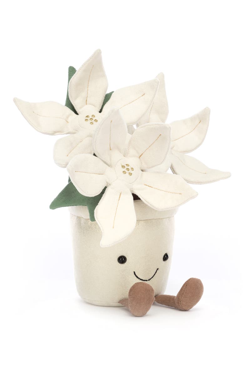 Amuseable Winter White Poinsettia Plush Toy, Main, color, WHITE