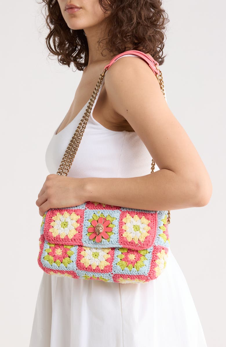Kurt Geiger London Medium Kensington Crochet Shoulder Bag, Alternate, color, Open Pink