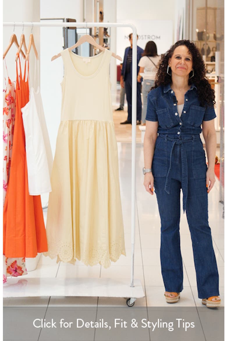 Eyelet Scallop Sleeveless Mixed Media Maxi Dress video