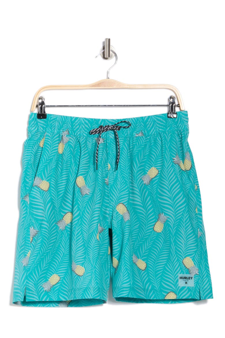 Pina Volley Swim Shorts, Alternate, color, TEAL TINT