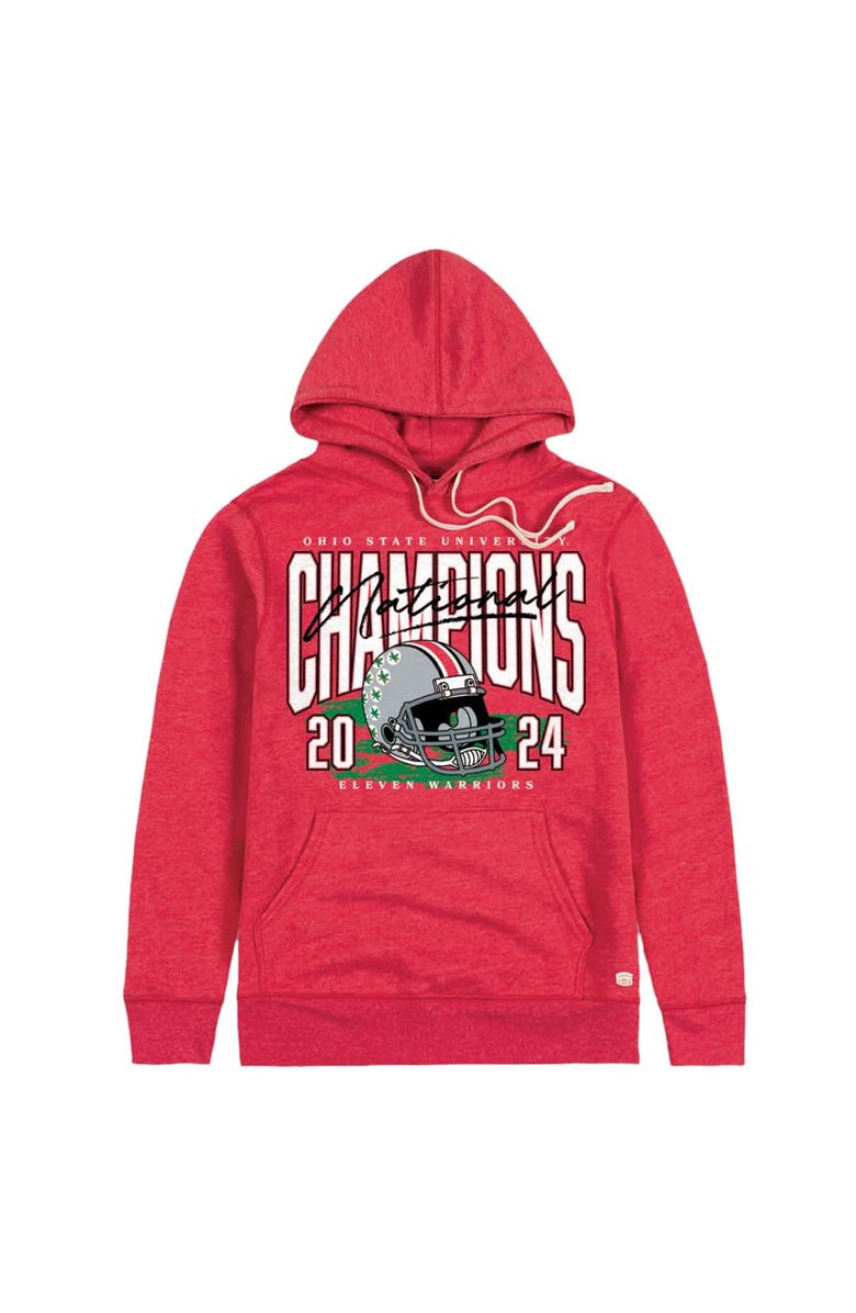 HOMEFIELD Men's Homefield Scarlet Ohio State Buckeyes College Football Playoff 2024 National Champions Tri-Blend Helmet Pullover Hoodie, Main, color, Scarlet