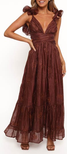 Niamh Pleated Cutout Satin Midi Dress