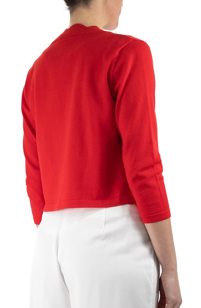 Nina Leonard Scalloped Bolero Shrug Sweater, Alternate, color, Real Red