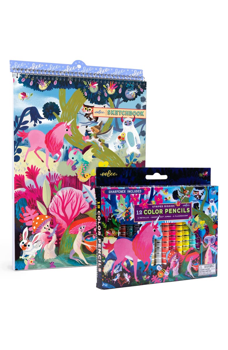 Eeboo Animal Color eeBoo Magical Creatures Sketchbook & Pencil Bundle | Nordstrom