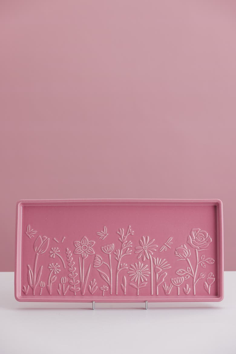 In The Meadow Rectangle Platter, 12-Inch, Alternate, color, Pink