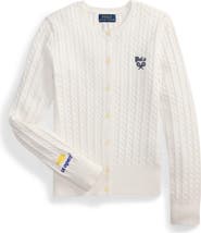 Polo Ralph Lauren Kids' US Open Embroidered Cable Cotton Cardigan
