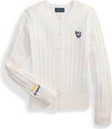 Polo Ralph Lauren Kids' US Open Embroidered Cable Cotton Cardigan