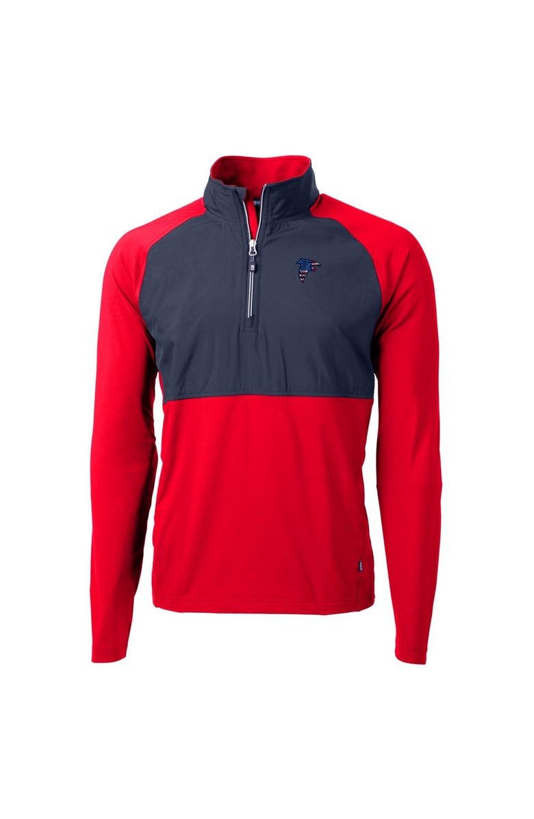 Cutter & Buck Men's Cutter & Buck Red Atlanta Falcons Adapt Eco Knit Hybrid Recycled Quarter-Zip Pullover Top, Alternate, color, 
