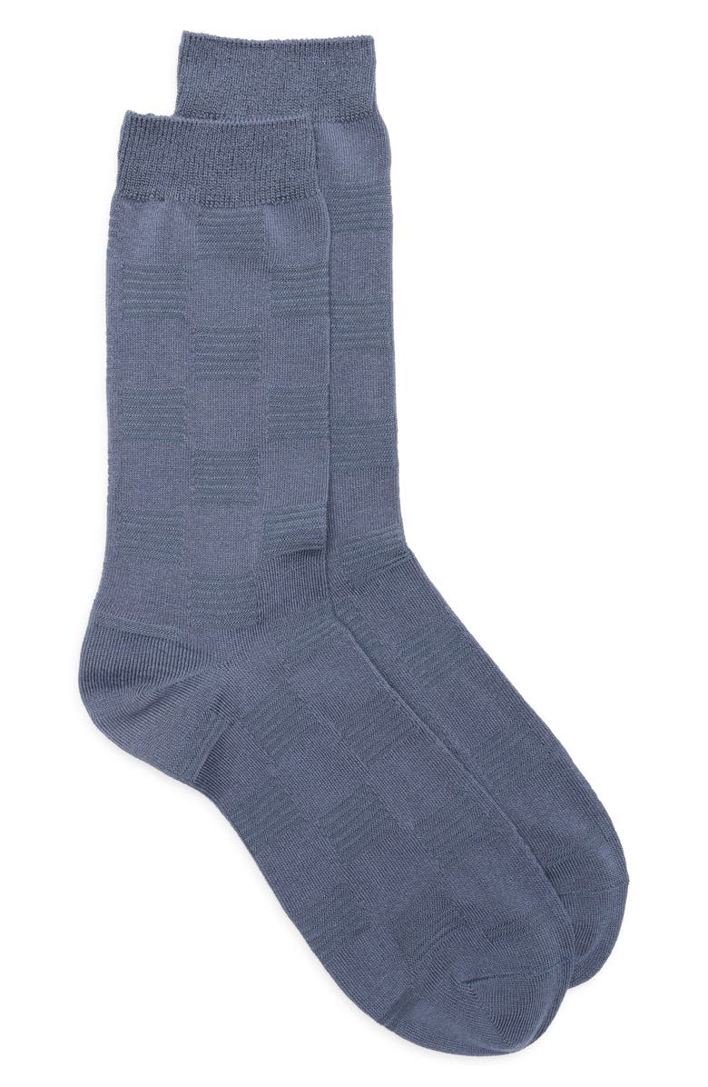 Nordstrom Textured Check Viscose Blend Socks, Main, color, Grey Grisaille