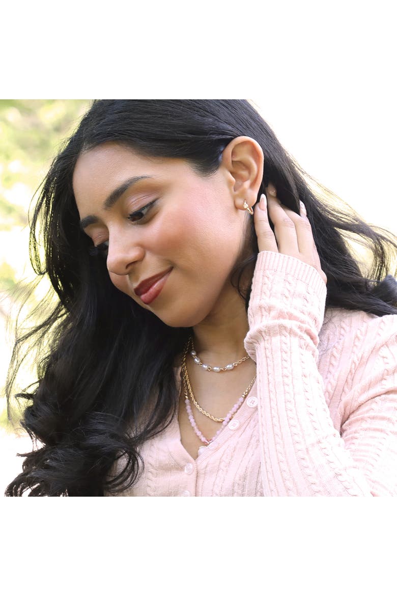 Gold-Tone Hoop Earrings for Women 6-Pack with Rhinestones | Small Hoops Yellow Gold-Tone, Rhinestone Accents, Dangling Heart Charm, Star Pendant, Huggie Earrings, 6 Different Pairs, Alternate, color, Gold-Tone