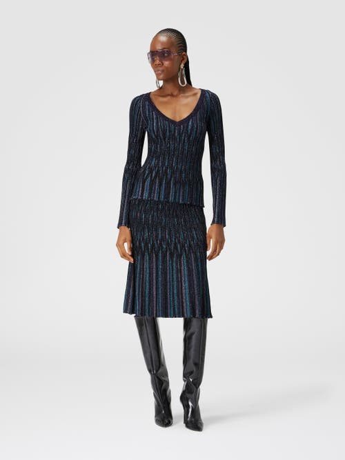 Shop Missoni Flared Midi Skirt With Lamé Diamond Motif In Multicoloured