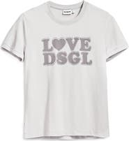Desigual Rhinestone Embellished Cotton Graphic T-Shirt