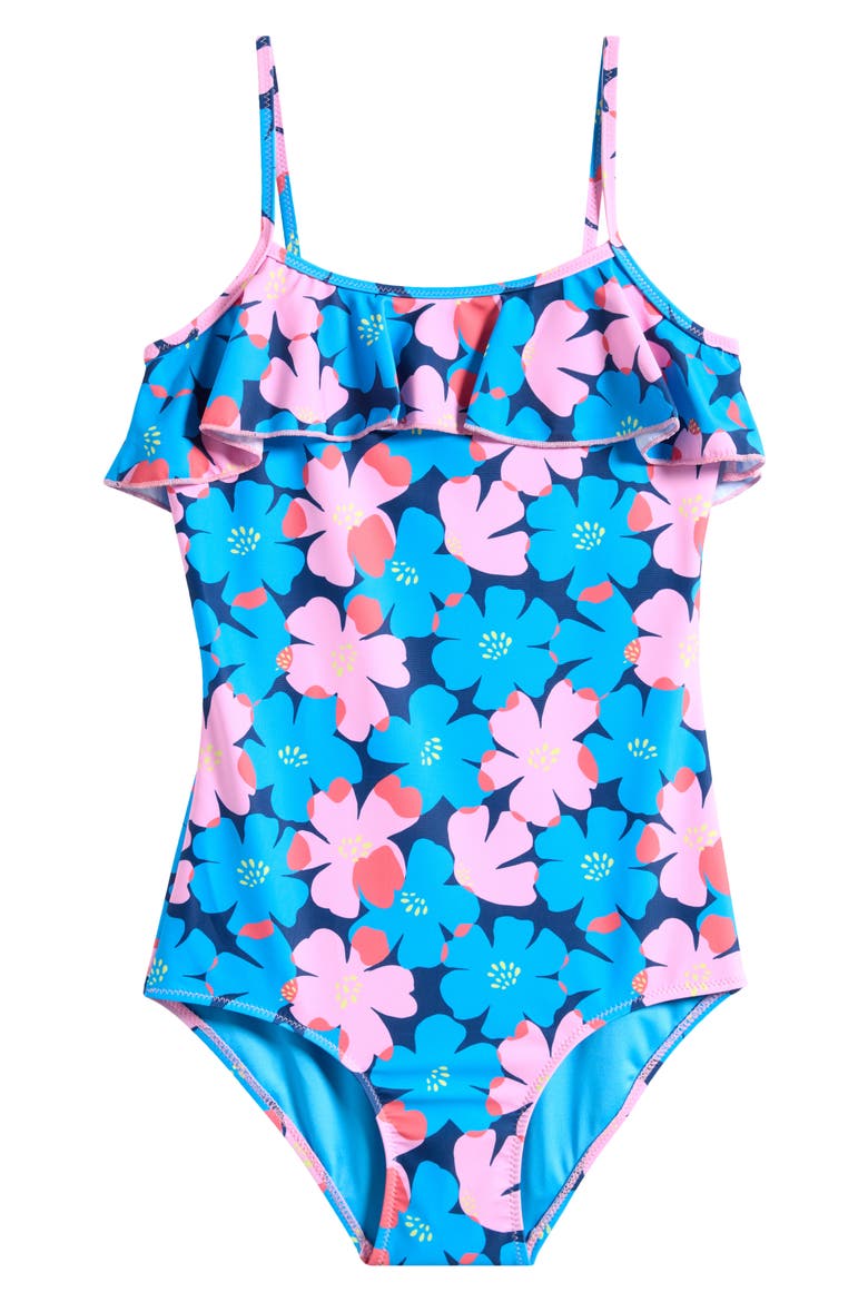 Kids' Sully Ruffle One-Piece Swimsuit, Main, color, BLUE MULTI
