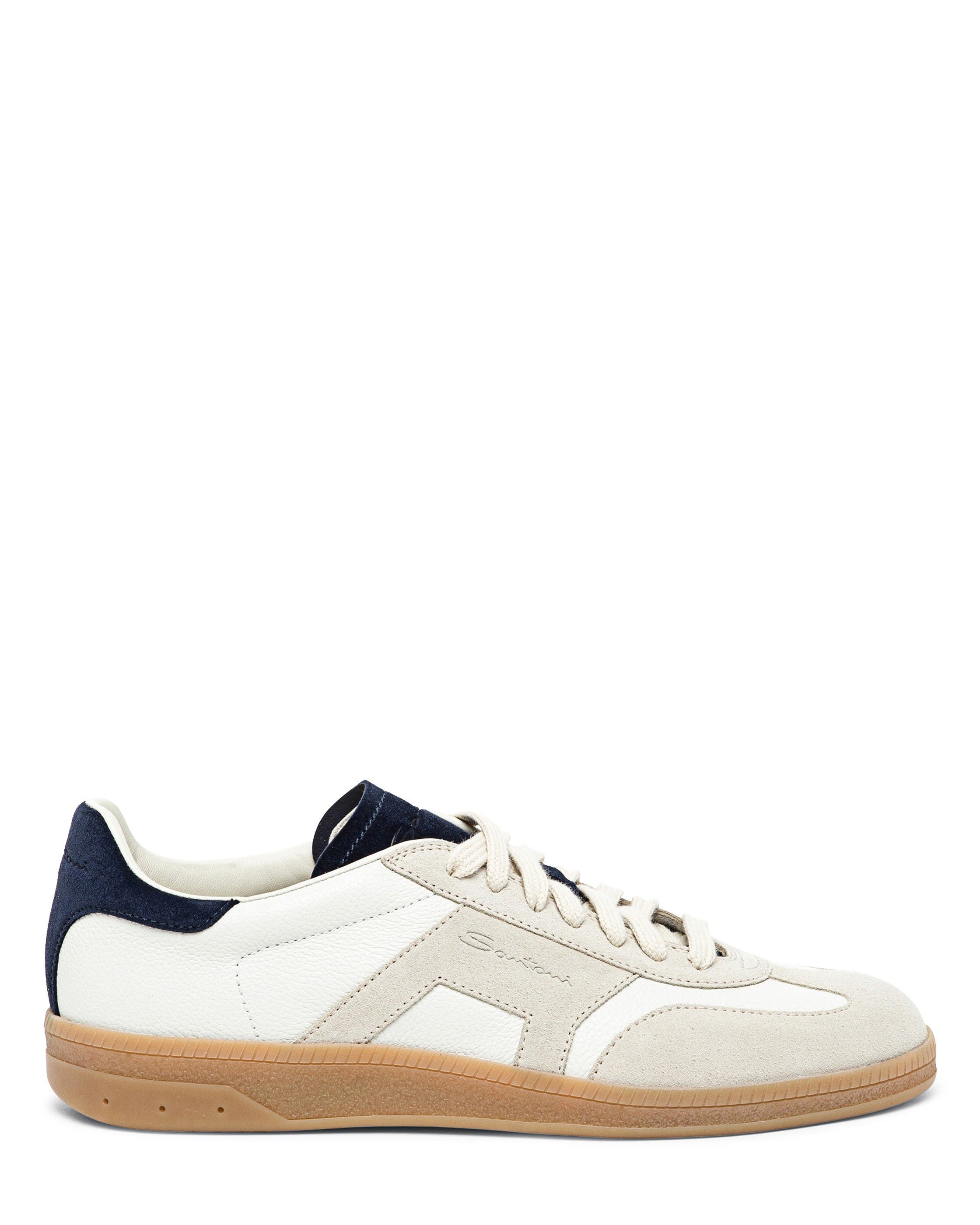 Santoni Women's Leather Sneaker, Alternate, color, White And Blue