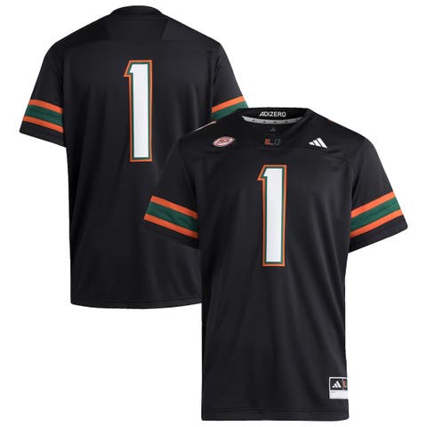 Men's adidas #1 Black Miami Hurricanes Premier Jersey