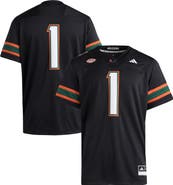 adidas Men's adidas #1 Black Miami Hurricanes Premier Jersey