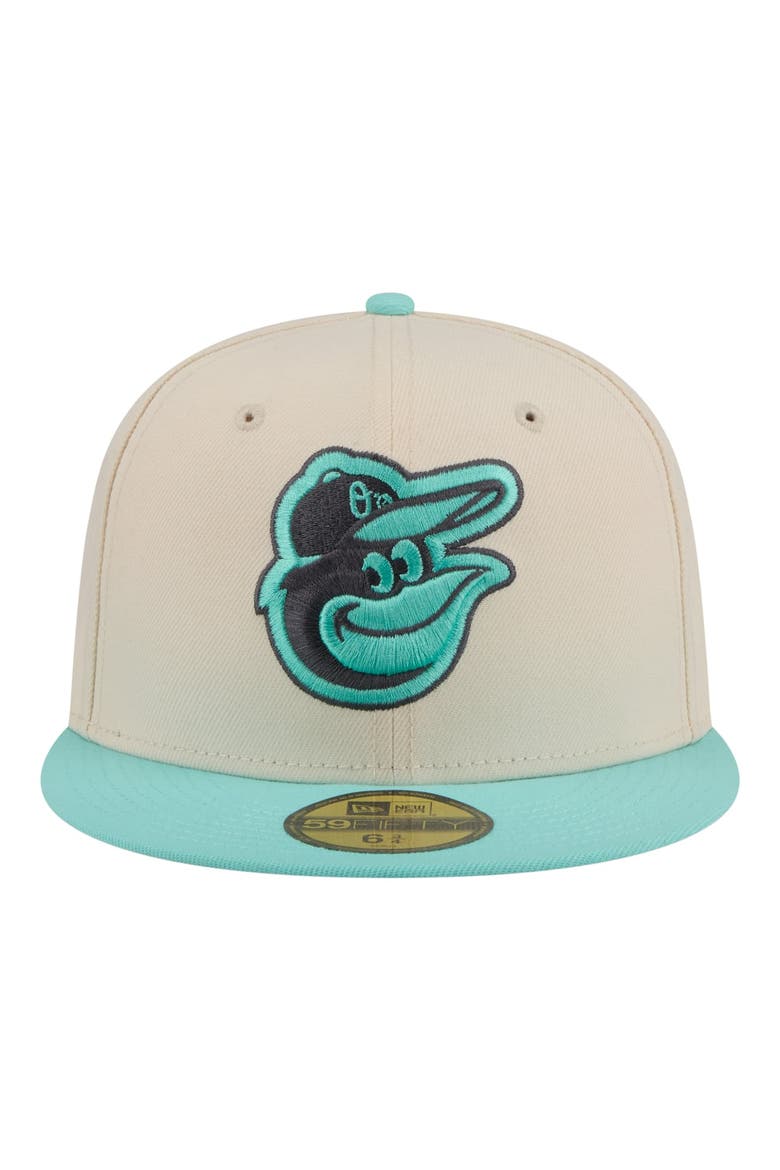 Men's New Era Light Beige/Turquoise Baltimore Orioles Two-Tone Color Pack 59FIFTY Fitted Hat, Alternate, color, Light Beige