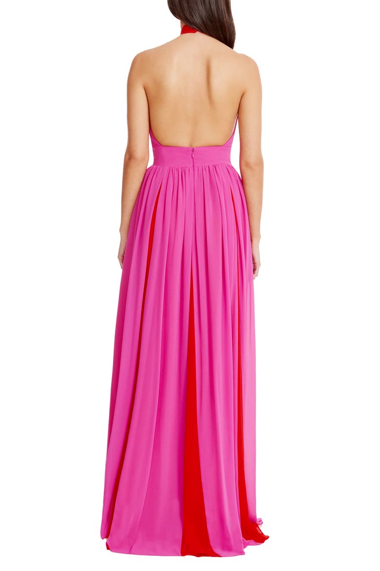 Meg Two-Tone Halter Gown, Alternate, color, BRIGHT FUCHSIA-POPPY