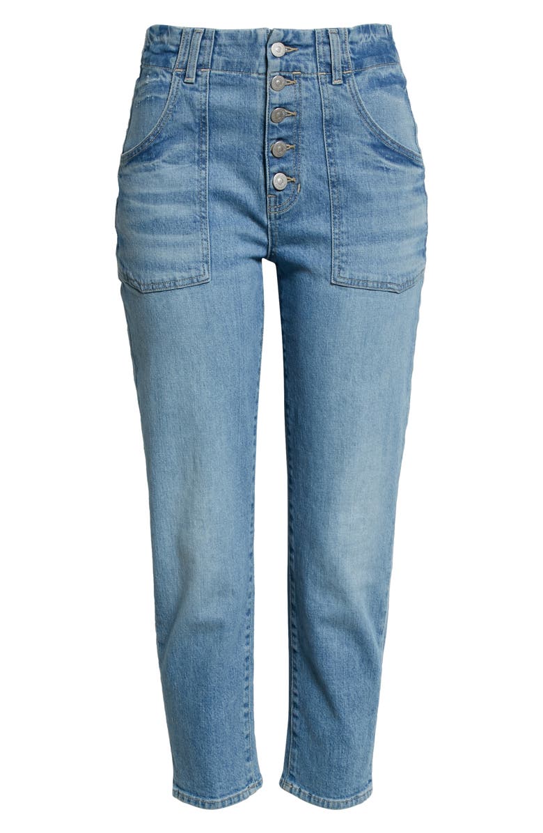 Veronica Beard Arya Exposed Button Crop Straight Leg Jeans, Alternate, color,