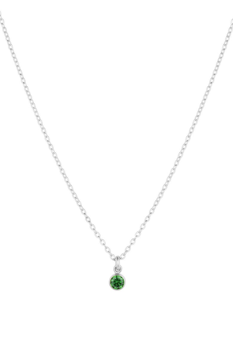 Set & Stones Birthstone Charm Necklace, Main, color, Silver / May