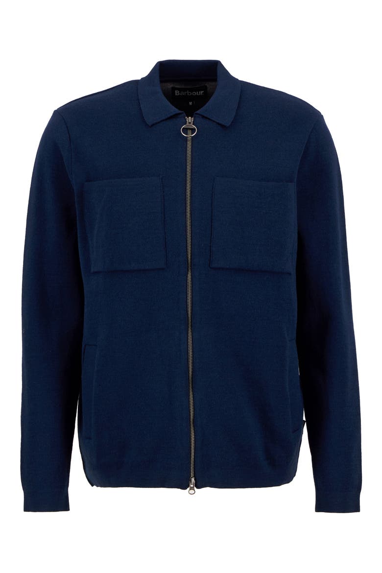 Croscombe Cotton & Merino Wool Blend Zip Cardigan, Alternate, color, NAVY MARL