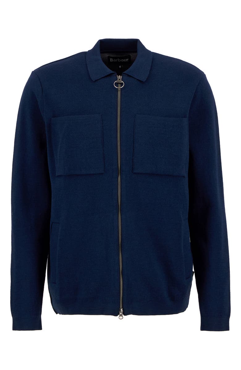 Barbour Croscombe Cotton & Merino Wool Blend Zip Cardigan, Alternate, color, Navy Marl