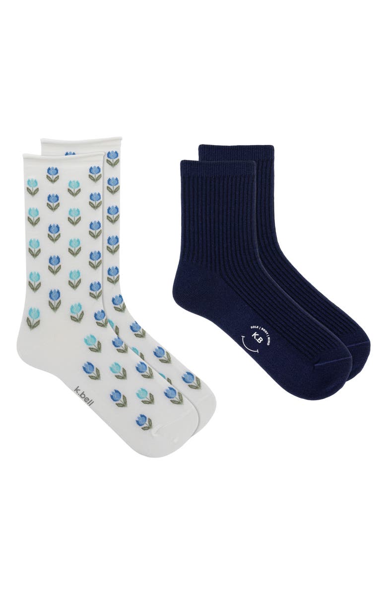 K Bell Socks Tulips Crew Socks, Main, color, Asst