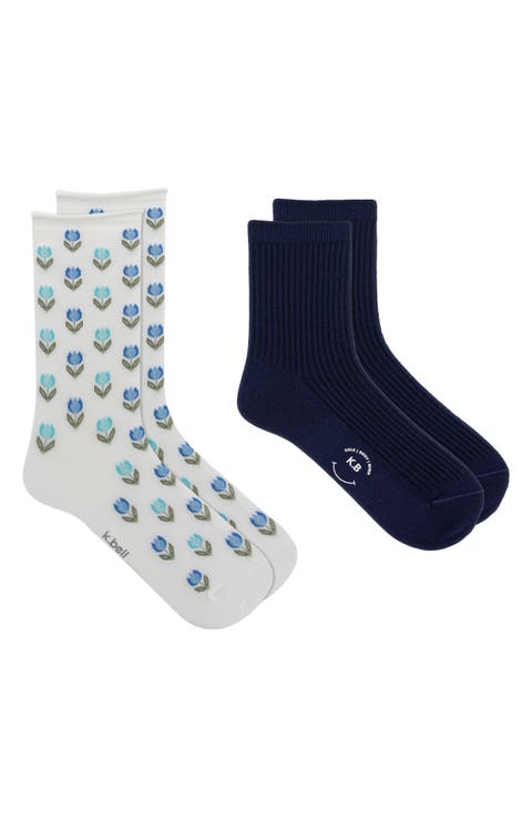Tulips Crew Socks
