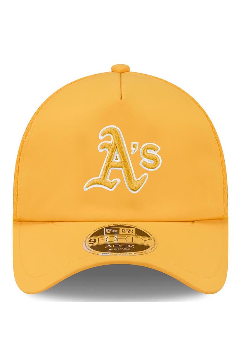 Men's New Era Gold Athletics 2026 Batting Practice Apex 9FORTY Adjustable Trucker Hat, Alternate, color, Gold
