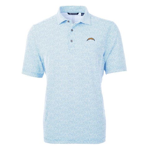 Men's Cutter & Buck Light Blue Los Angeles Chargers Virtue Eco Pique Botanical Print Polo
