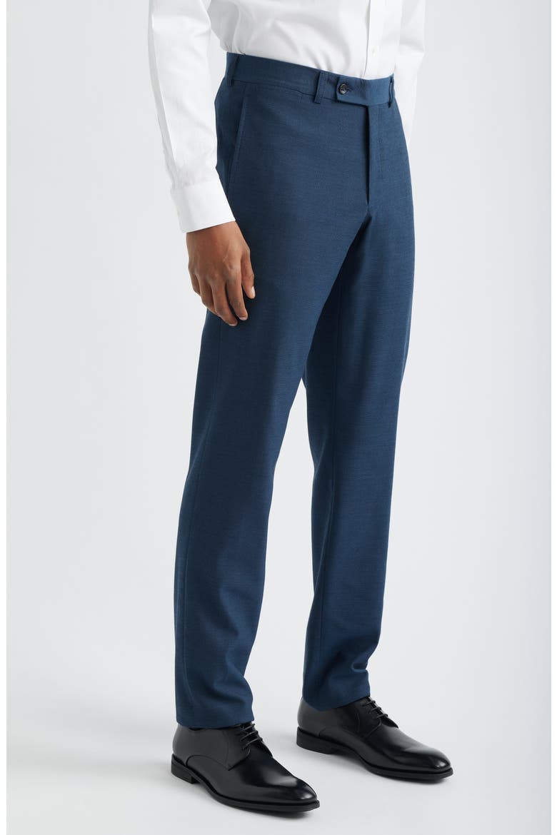 Piero Flat Front Stretch Cotton & Wool Dress Pants, Alternate, color, MEDIUM BLUE