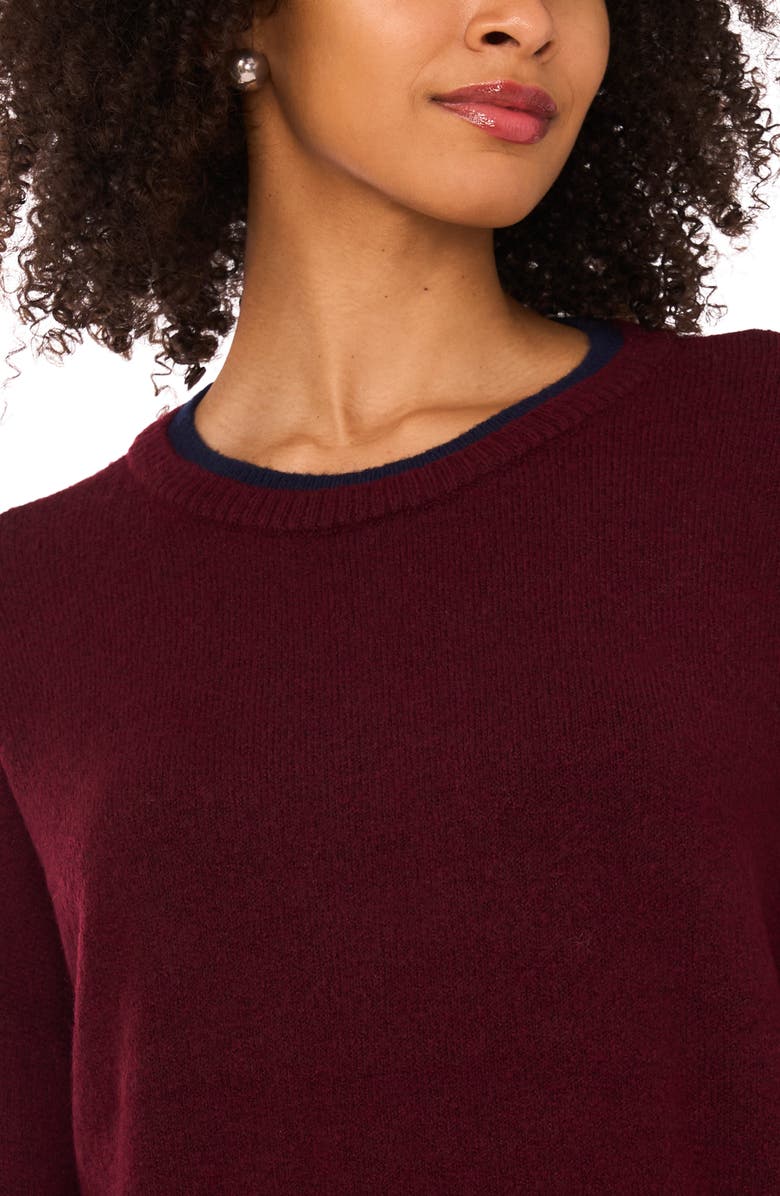 Halogen<sup>®</sup> Tipped Crewneck Sweater, Alternate, color, Wine