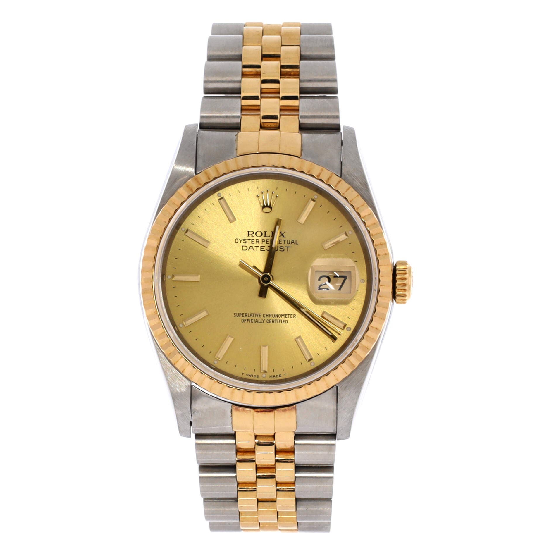 Oyster Perpetual Datejust Automatic Watch Stainless Steel and Yellow Gold 36, Main, color, Metallic Silver