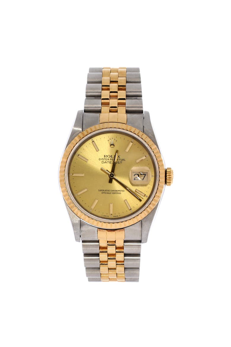Oyster Perpetual Datejust Automatic Watch Stainless Steel and Yellow Gold 36, Main, color, Metallic Silver