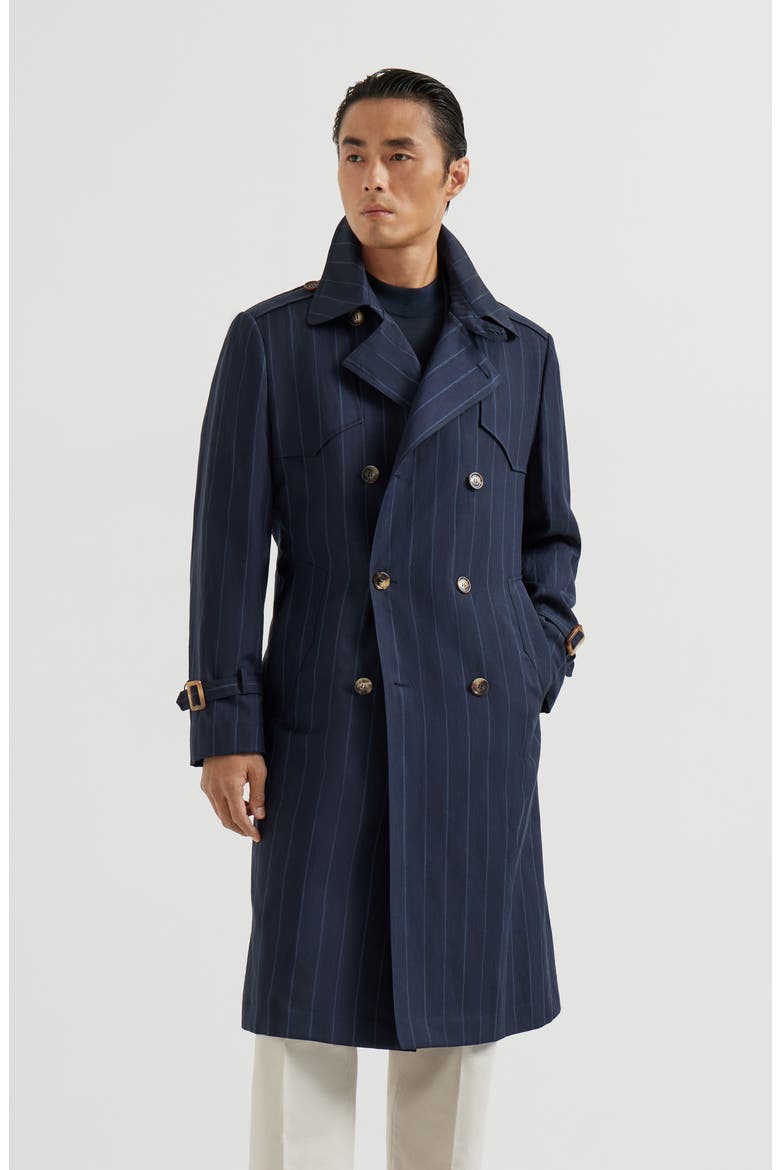 Chalk stripe trench, Main, color, Blue