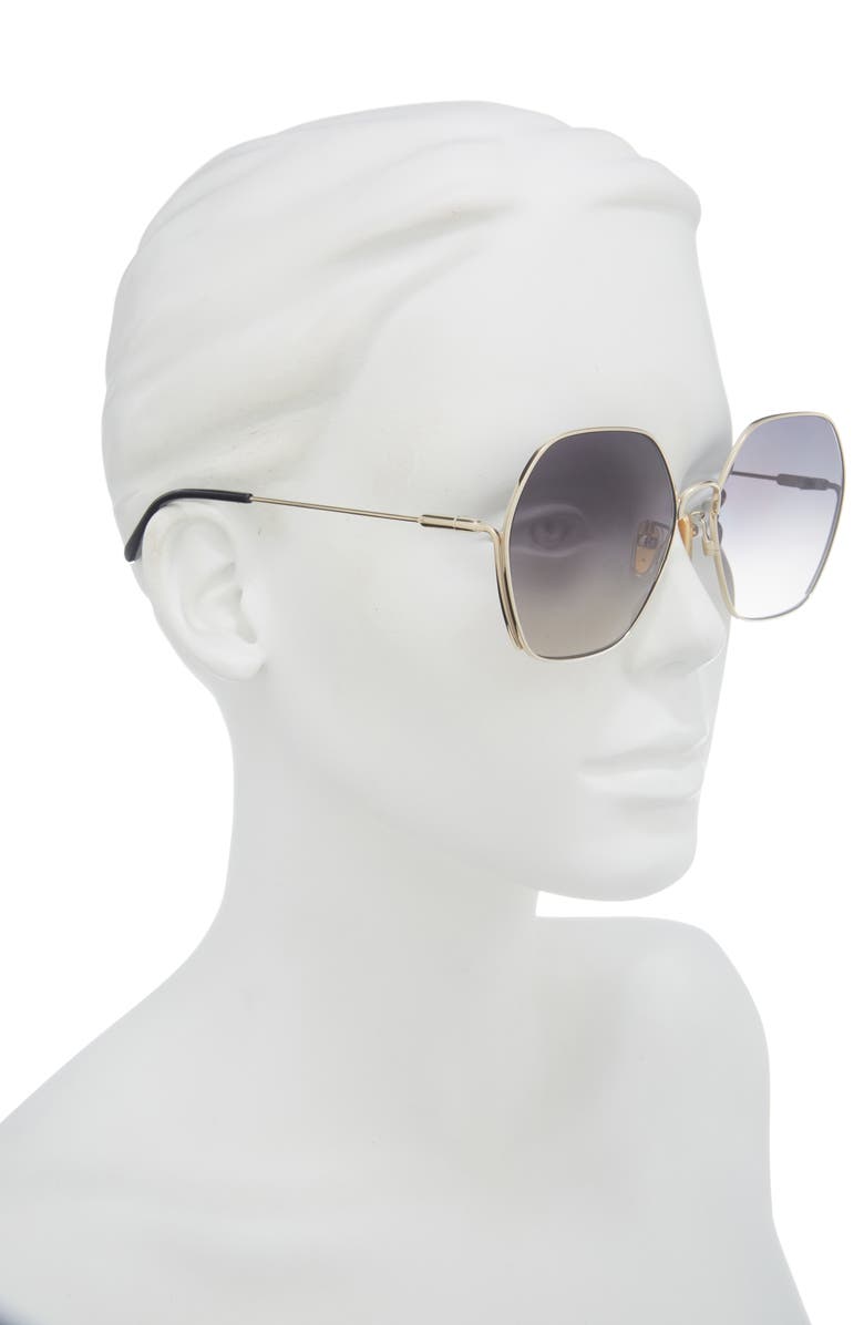 Chloé 59mm Rectangular Gradient Sunglasses, Alternate, color, Gold/ Grey