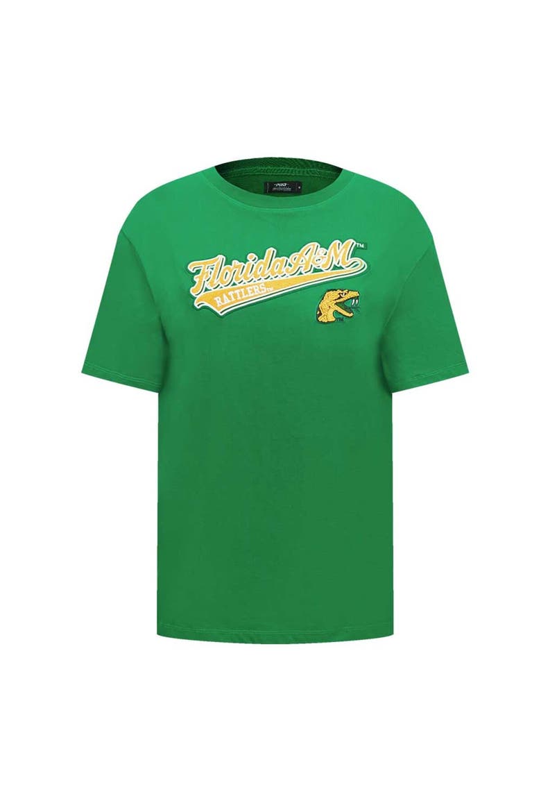 Women's Pro Standard Green Florida A&M Rattlers Script Tail Oversized Boyfriend T-Shirt, Alternate, color, Green