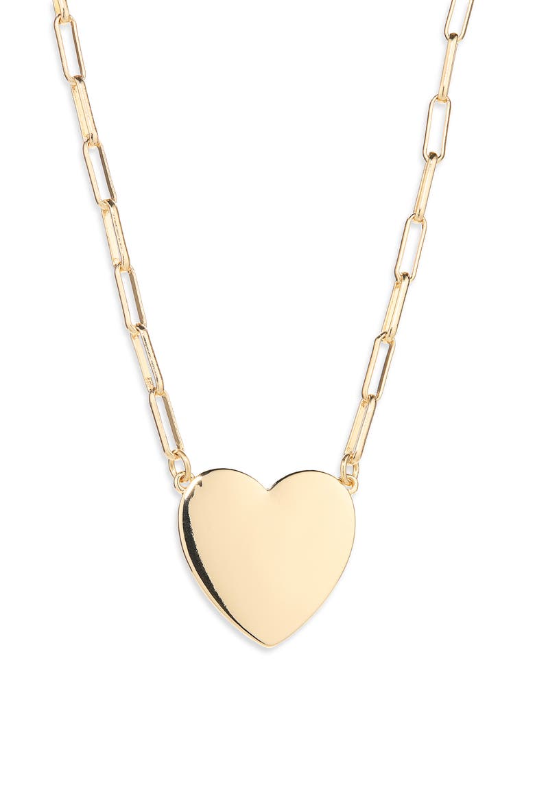 Heart Pendant Paper Clip Chain Necklace, Main, color, GOLD