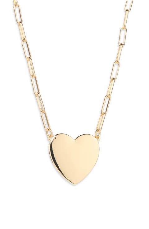 Heart Pendant Paper Clip Chain Necklace