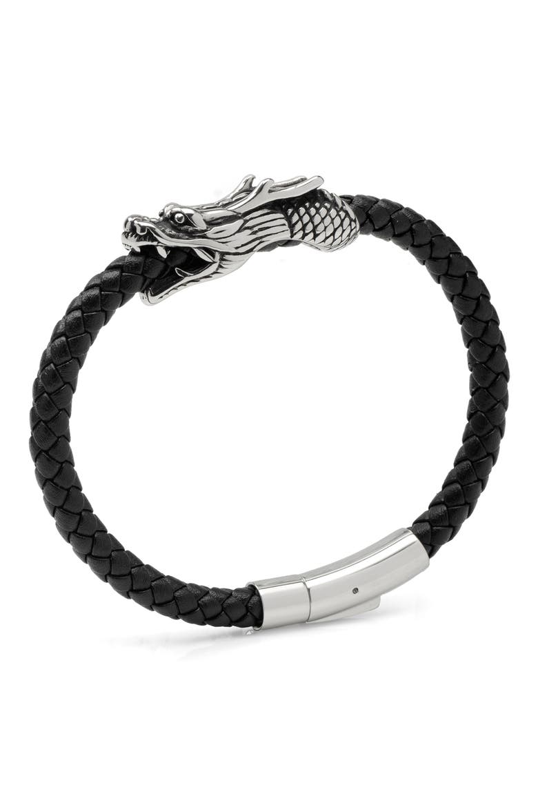Men's Dragon Head Bracelet, Main, color, BLACK