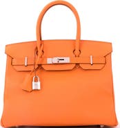Pre-Owned Hermes Birkin Handbag Orange Epsom with Palladium Hardware 30