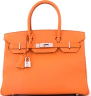 Pre-Owned Hermes Birkin Handbag Orange Epsom with Palladium Hardware 30